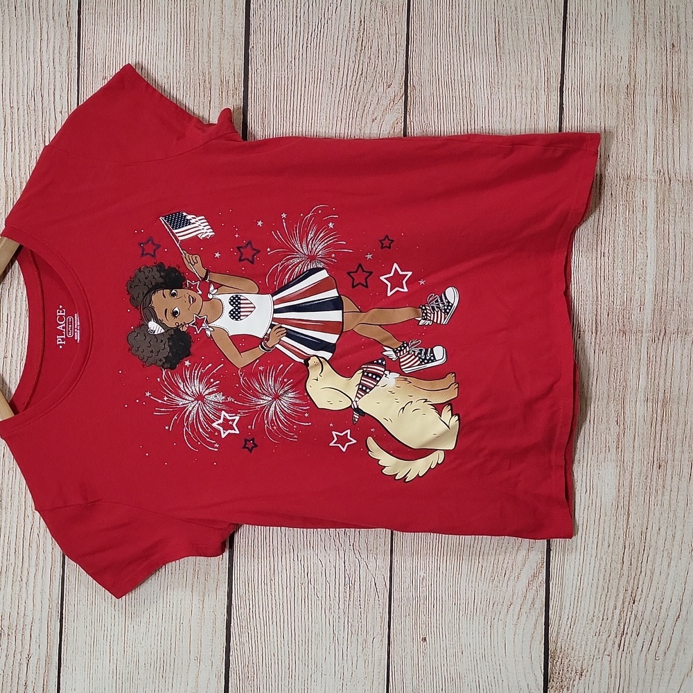 💟 The Childrens PLACE Red Kids Graphic T-Shirt XL
